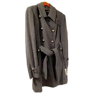 LAUNDRY dark grey wool double breast coat 10